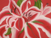 Red Lilies         Soft Pastel	30"40"